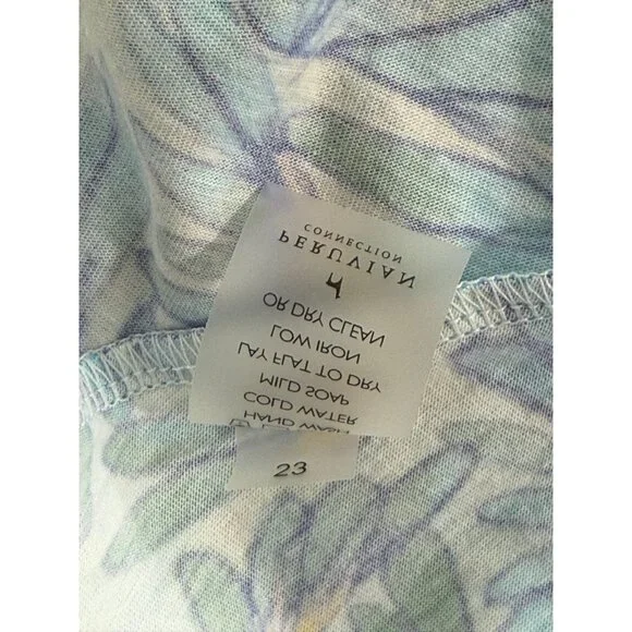 Peruvian Connection Maldives Maxi Dress Pool Blue Floral Pima Cotton EUC Size S - Picture 9 of 10